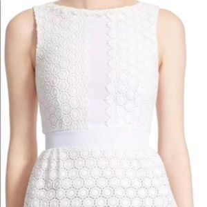 Diane Von Furstenberg white flower peplum top, size 8